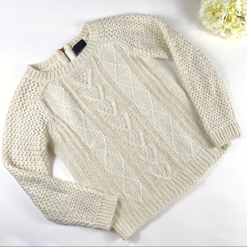 Cynthia Rowley Cream Cable Knit Sweater - L
